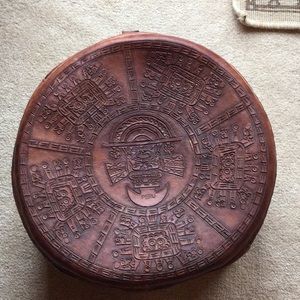 Vintage Round Leather Bag Made In Peru